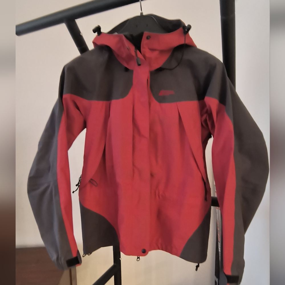 Red and Gray Hooded Jacket